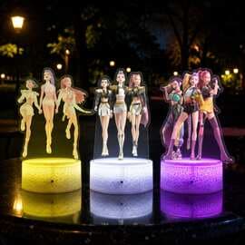 K-POP KPop Demon Hunters movie peripherals with internal printed remote control 16-color night light