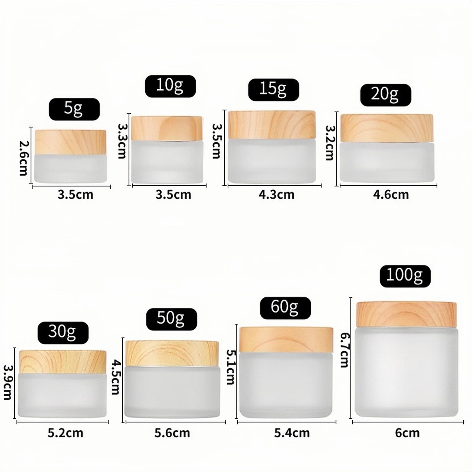 Brown Frosted Cream Jar 30g Glass Face Mask Container Cosmetic Eye Cream Refillable Bottle