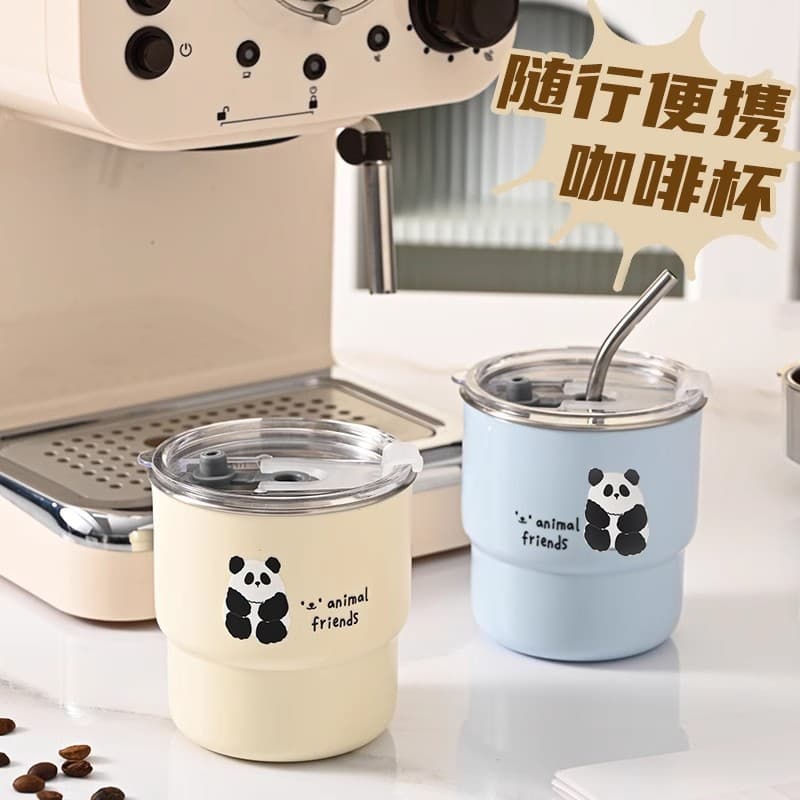 Coffee Cup, Travel Mug, 304 Stainless Steel, High-Looking, Stylish, Portable Water Cup, Mug with Lid and Straw
