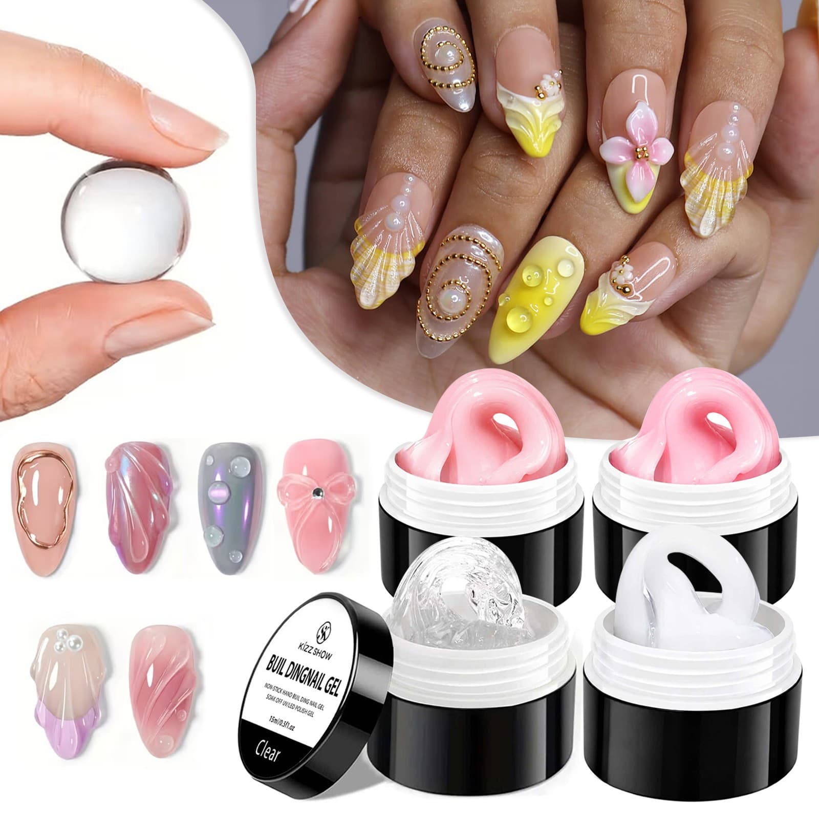 Cross-border popular 4-color manicure non-stick pinch glue quick extension crystal glue manicure solid extension glue