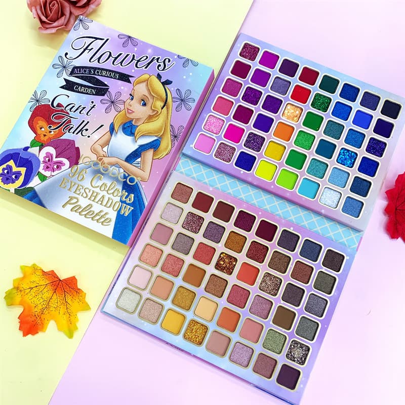Cross-Border Trade 96-Color Alice Pattern Eyeshadow Palette Matte & Shimmer Multi-Color Cosmetics Processing Cartoon Integrated Eyeshadow