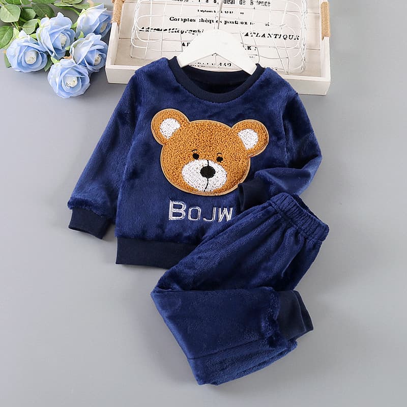 Children's Flannel Pajama Set, Warm Two-Piece Sleepwear for Boys and Girls, Fleece-Lined for Fall and Winter