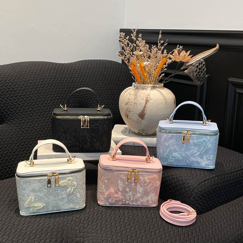 2026 Fashion Lace Bow New Style Trendy Minimalist Solid Color Casual Handbag Box Shoulder Crossbody