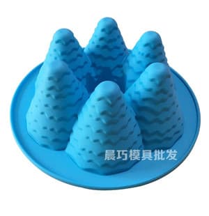 Christmas 3D Christmas Tree 6-Cavity Silicone Baking Cake Mold, Baking Tray, Microwave & Oven Safe, Pine Forest