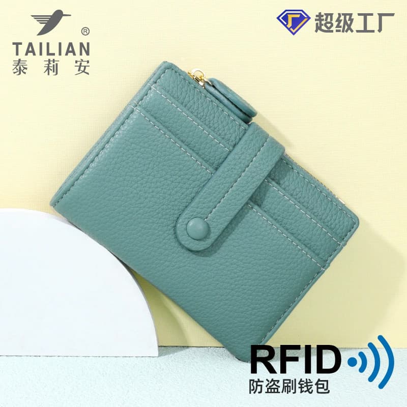 New RFID anti-theft wallet with multiple card slots, short women's pebble grain export handbag wholesale