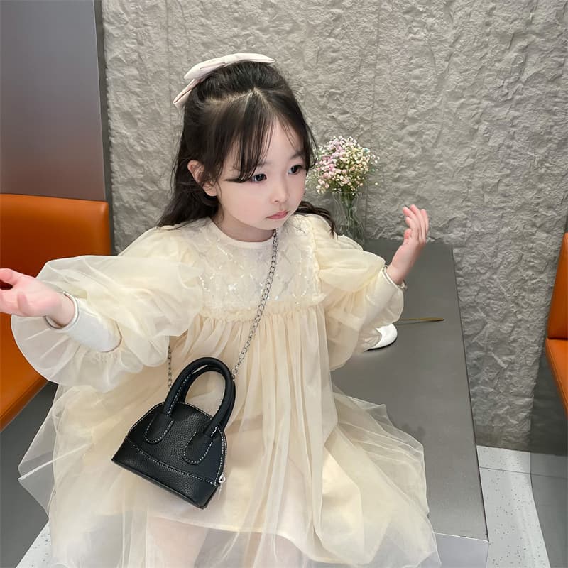 Korean Retro Solid Color Girls' Handbag, Simple Cute Princess Chain Crossbody Bag, Kids' Shell-Shaped Bag