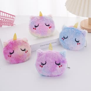 Cross-border Mini Coin Purse, Cartoon Cute Plush Unicorn Headphone Cable Organizer, Small Gift Pouch