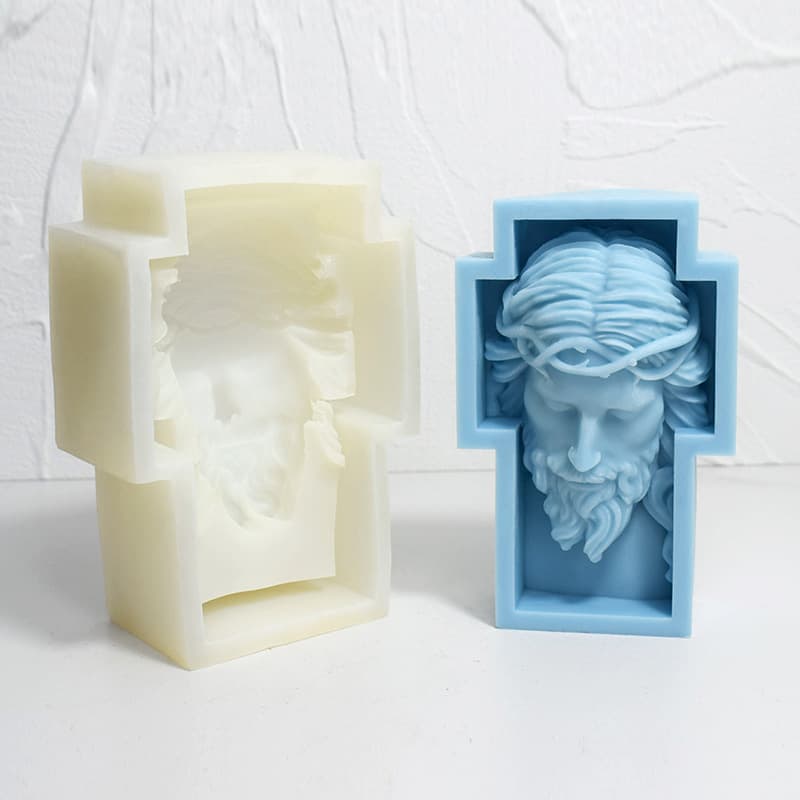 Caifu Character Scented Candle Silicone Mold DIY Plastic Human Face Head Gypsum Resin Ornament Epoxy