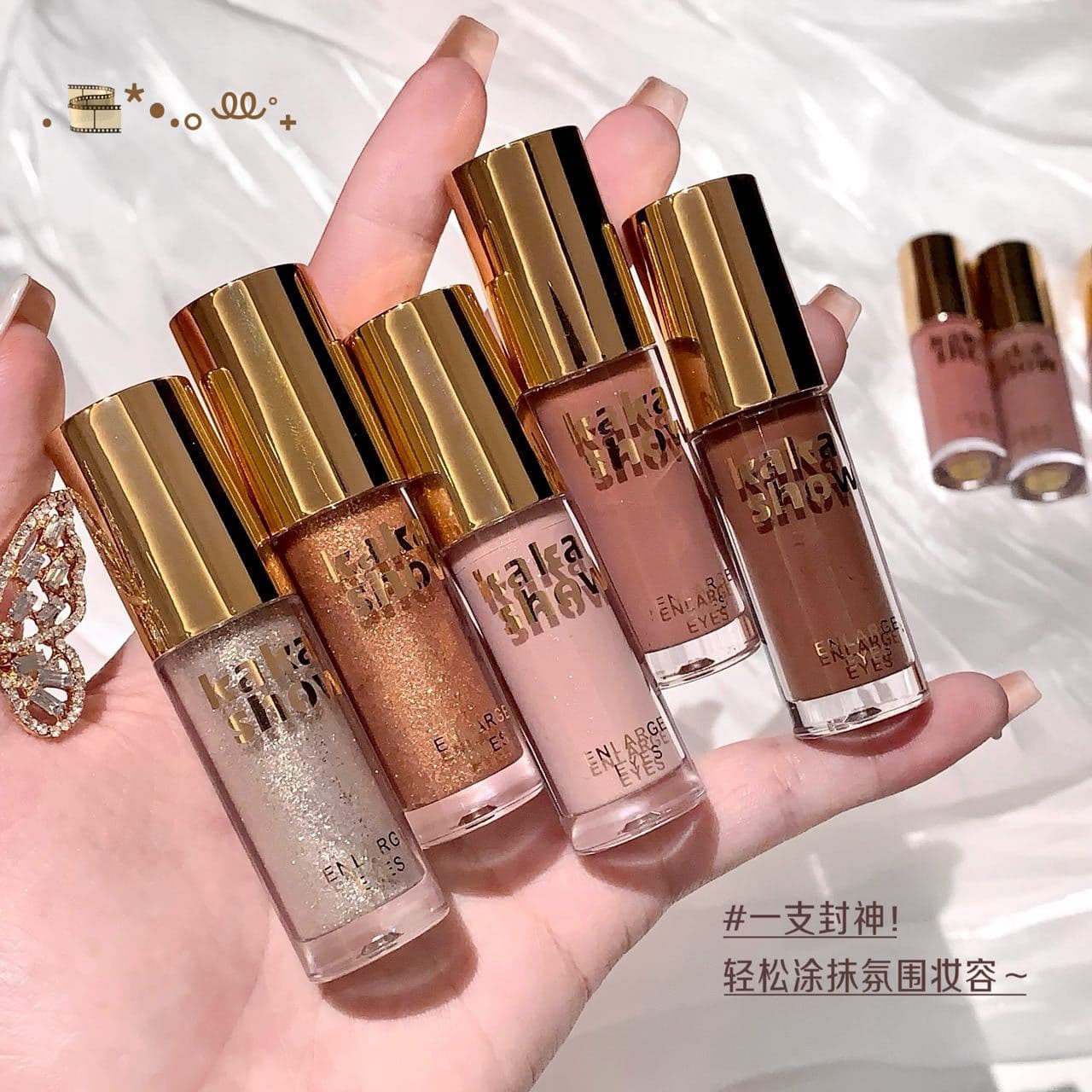 Kakashow Matte Liquid Eyeshadow, Aegyo Sal & Lower Lash Line Base, Aurora Style Sparkling Highlighter, Fine Texture C541