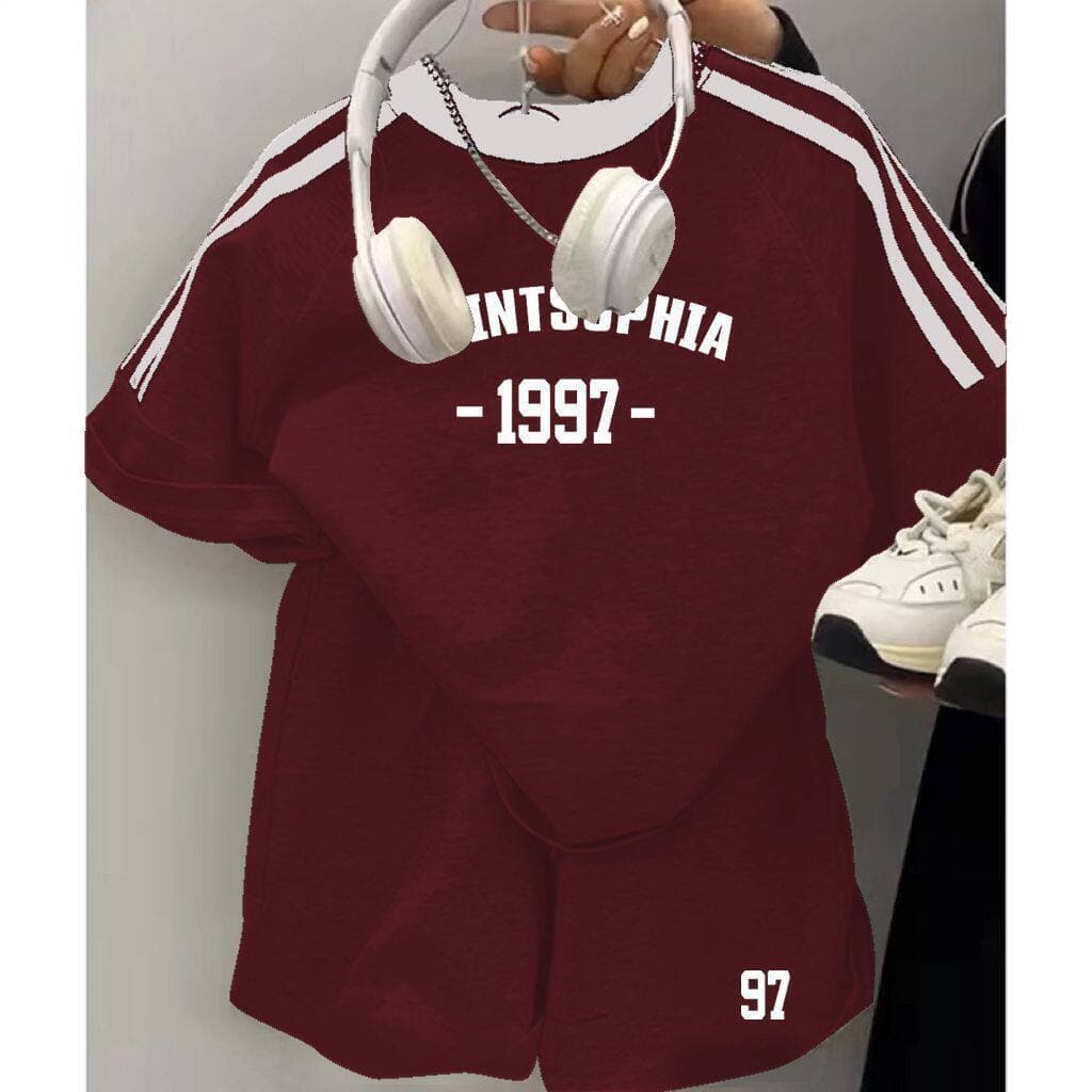 Cross-border Cotton American Retro Short Sleeve Kids Set, National Trend Patchwork Summer Loose Sportswear Two-Piece Set