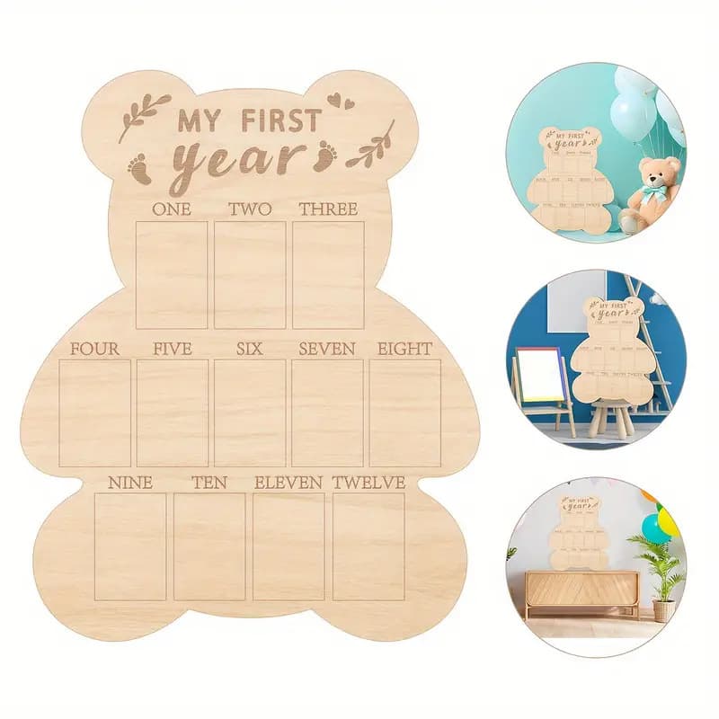 Wooden Baby Memory Photo Frame for Newborn Milestones, Cross-border Amazon Temu Exclusive