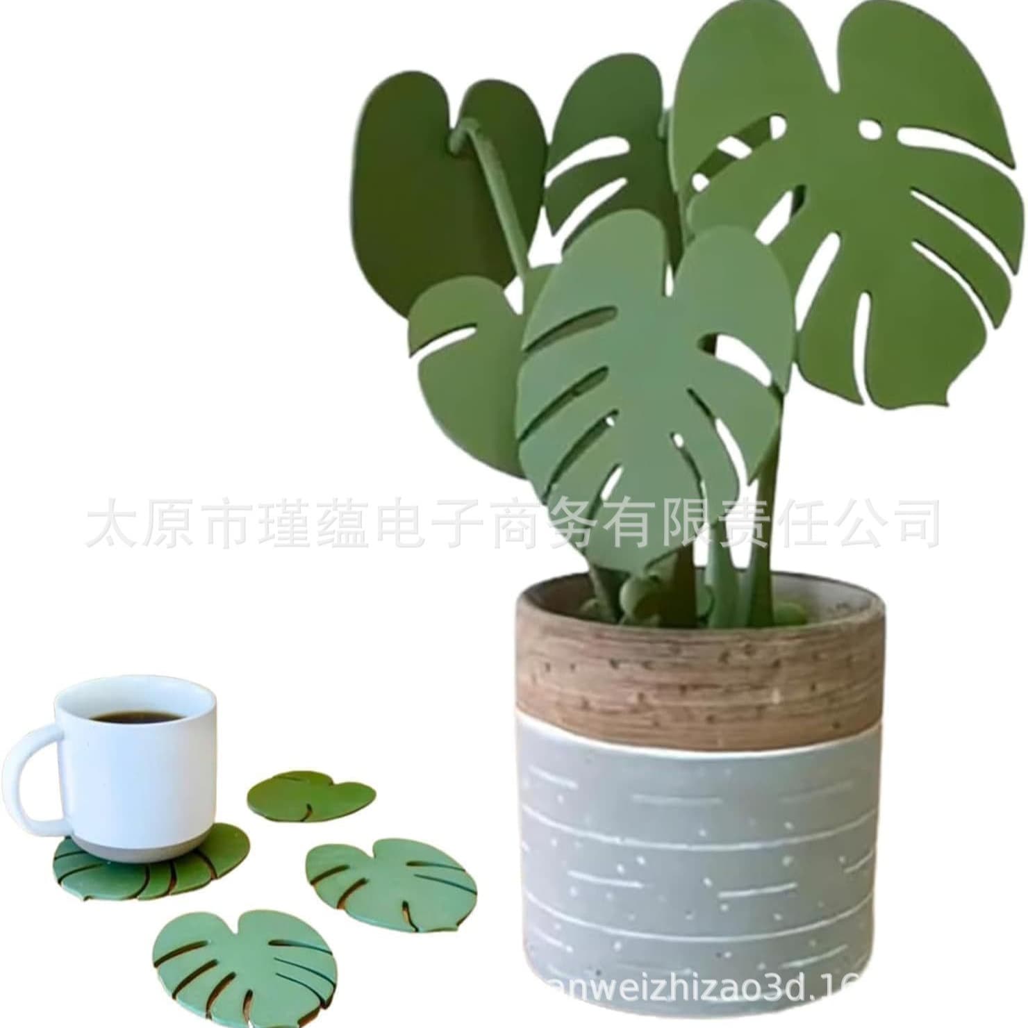 Best-selling Monstera Coaster Set, Plants Magnetic Coaster with Monstera Leaf Design