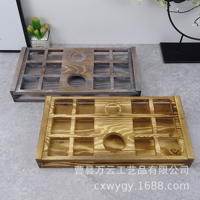 Chinese-style wooden liquor cup stand for home decoration, tea and wine cup drying storage rack