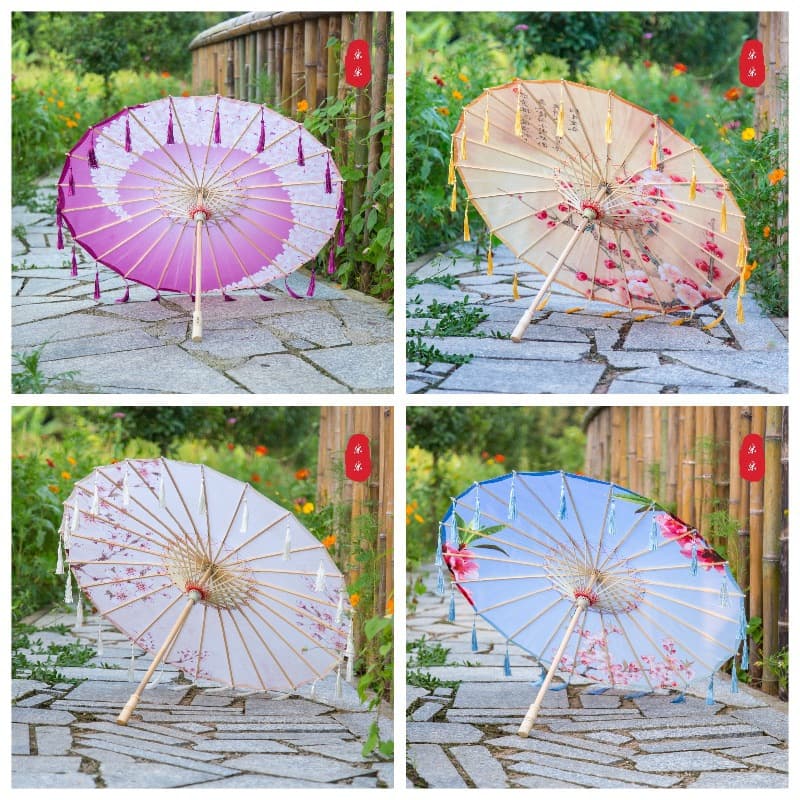 Tassel craft umbrella, Chinese ancient style photography, fashion show prop, scenic spot decoration, ceiling decoration, sun protection, and stall umbrella.