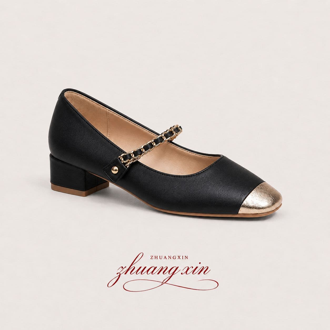 French style small style single shoes for women, autumn and winter low heel Mary Jane shoes with skirt, thick heel, evening white shoes