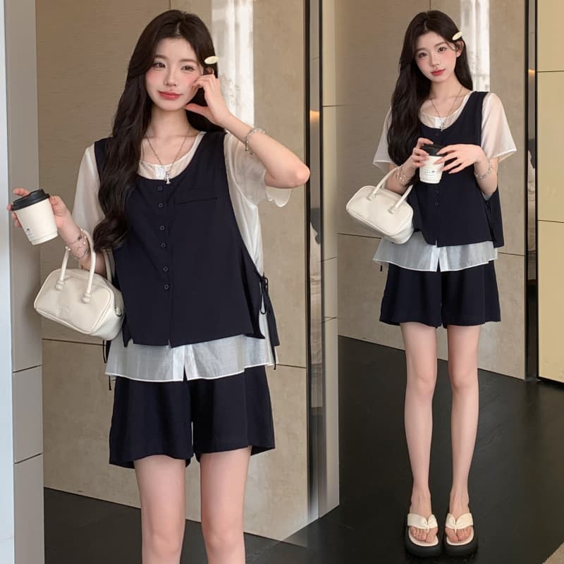 In stock maternity set summer wear 2026 new Lyocell three-piece set cool belly support maternity set