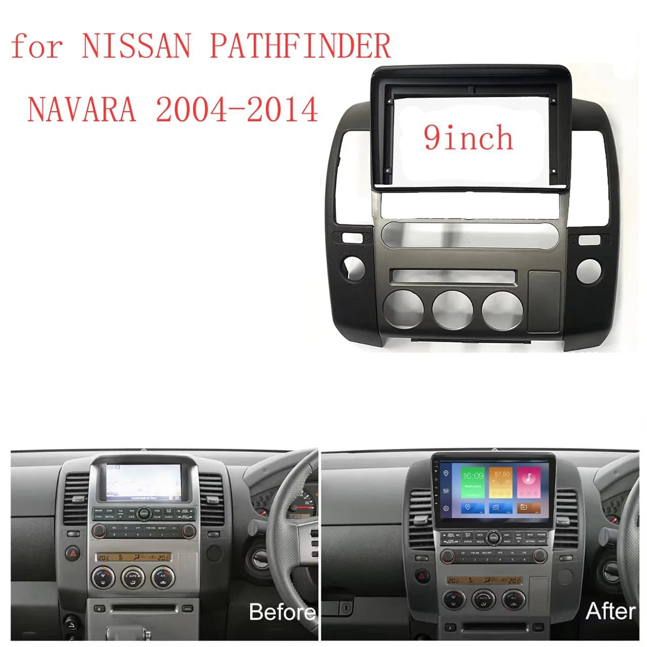 Compatible with 04-14 Nissan Pathfinder Navara Car Audio DVD Navigation Frame Android Panel