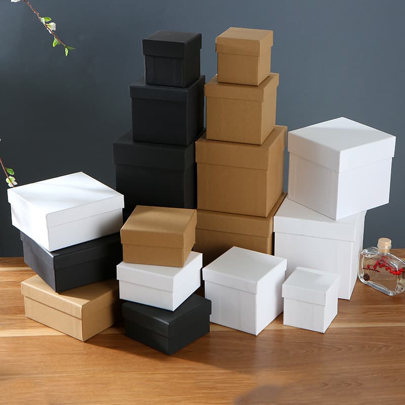Black Square Box Customizable Logo Gift Box Kraft Paper Material Simple Design for Home Use Tin Paper/Oil Paper
