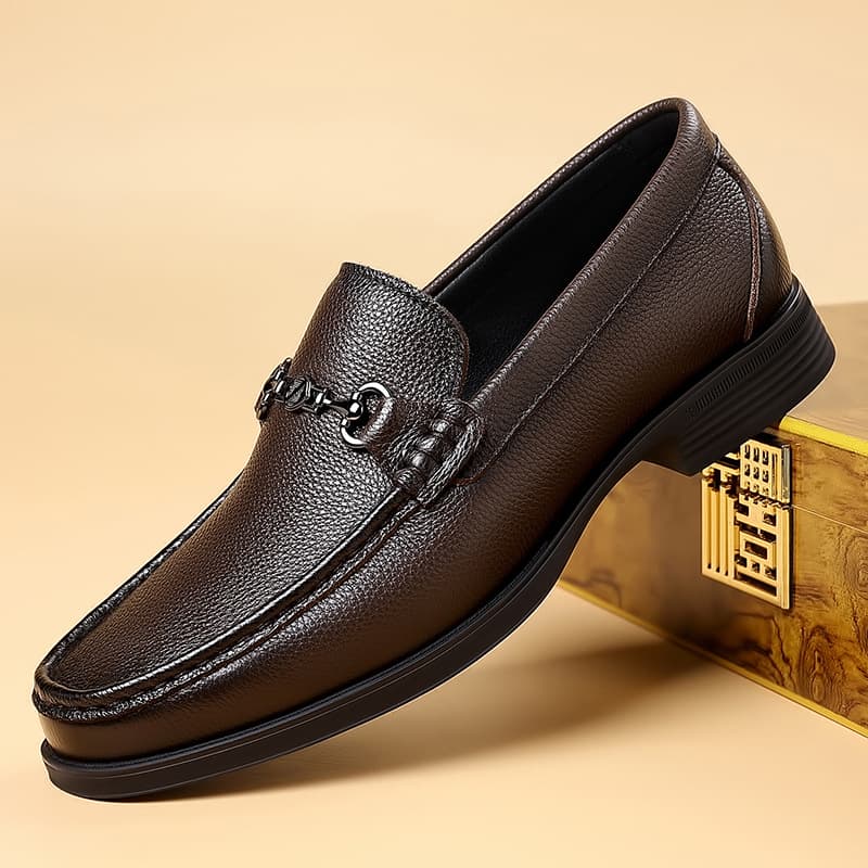 New Men's Leather Dress Shoes, Premium Business Formal Oxfords, British Casual Loafers, Slip-On Sheepskin, Wenzhou Shoes