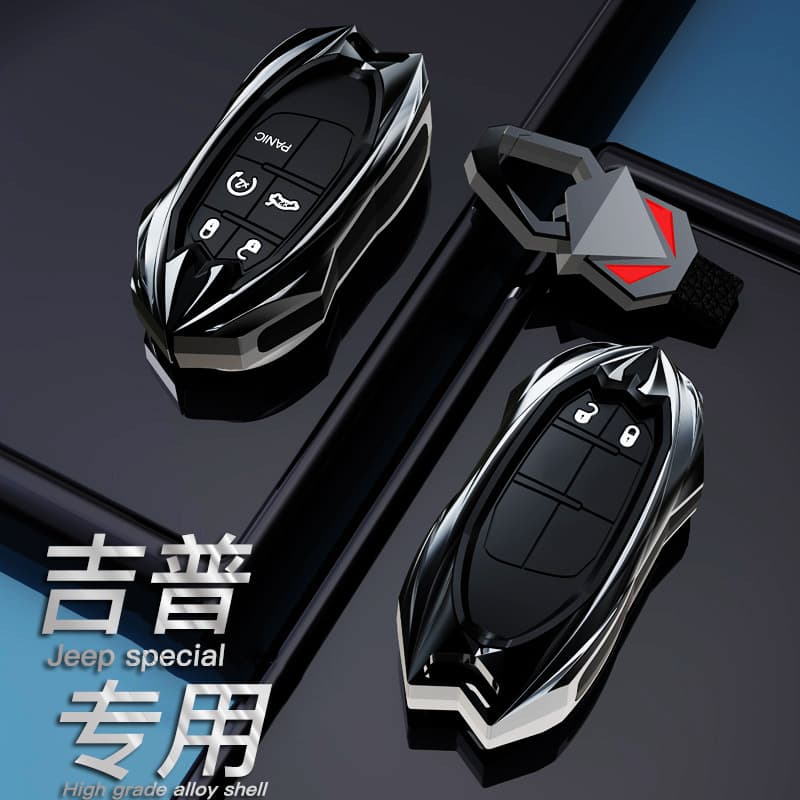 Compatible with Jeep Compass Key Fob Cover Case 2023 Model, Wrangler, Grand Cherokee, Dodge Shell Case for Men