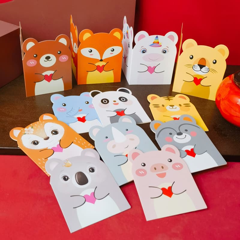 Original cute cartoon animal-shaped holiday cards, flower gifts, birthday wishes, and thank-you cards for children.