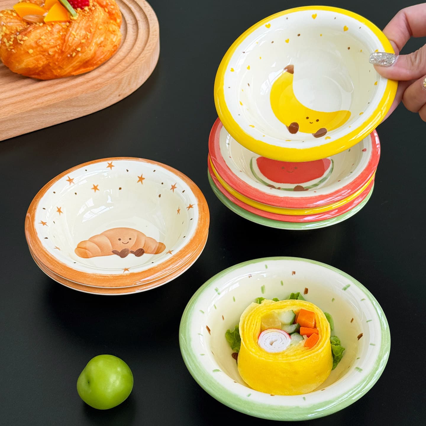 Adorable Small Dish - Beautiful Underglaze Color Ceramic Sauce Dish, Ketchup Dish, Exquisite Snack Plate