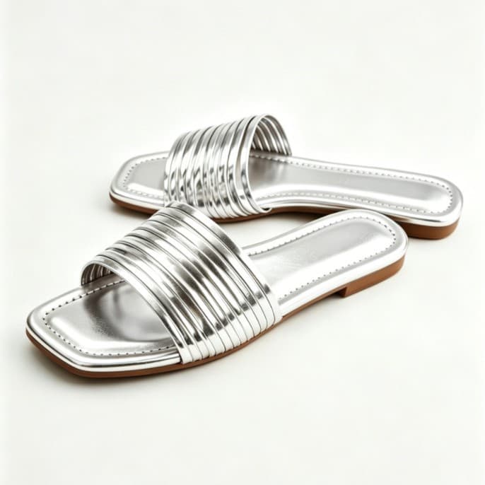 2026 new style golden one-line sandals for women to wear as outerwear, square toe flat bottom high-end slippers, whitening and versatile holiday sandals