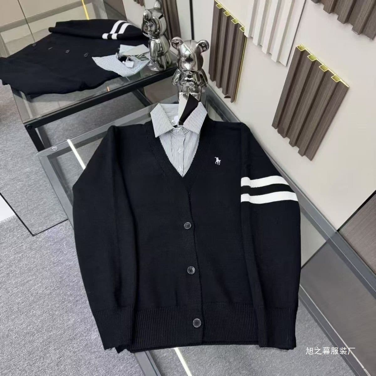 High Version Three Labels Complete Pony Spring Autumn New Knitwear Cardigan Fake Two-Piece Ralph Lauren Embroidery Unisex