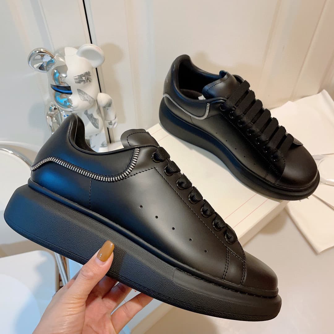 Shouwang Meizhi / Premium Edition All-Black McQueen White Sneakers Women's Height-Increasing Thick-Soled Chunky Shoes Black Shoes Men's and Women's Shoes