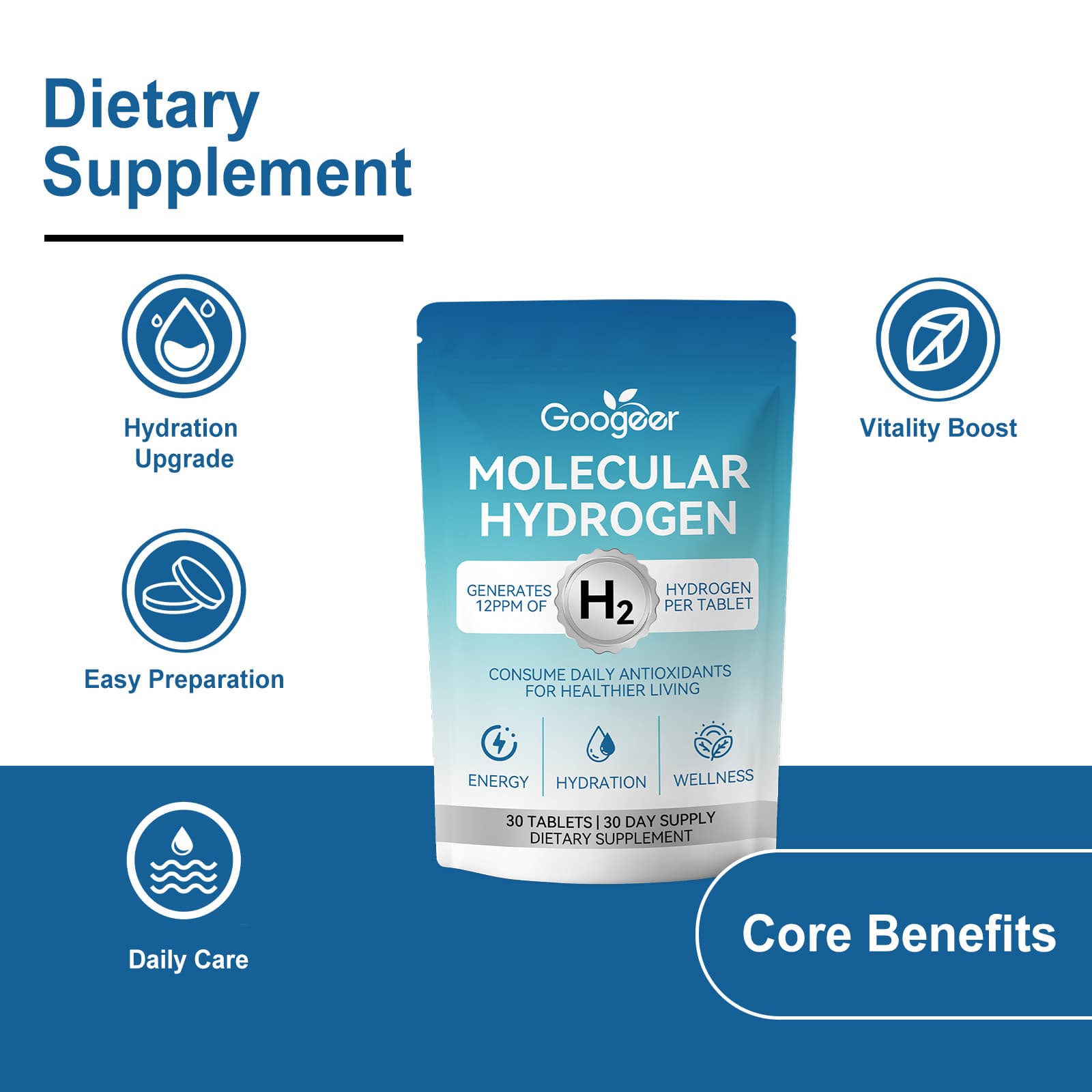 GOOGEER Molecular Hydrogen Vitality Boost Hydration Upgrade