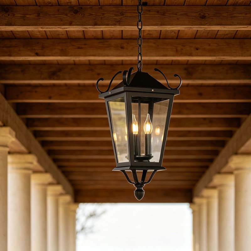 European Wrought Iron Pendant Light for Outdoor Corridor Ceiling Lighting, Patio Canopy Decorative Lighting Fixture Wholesale