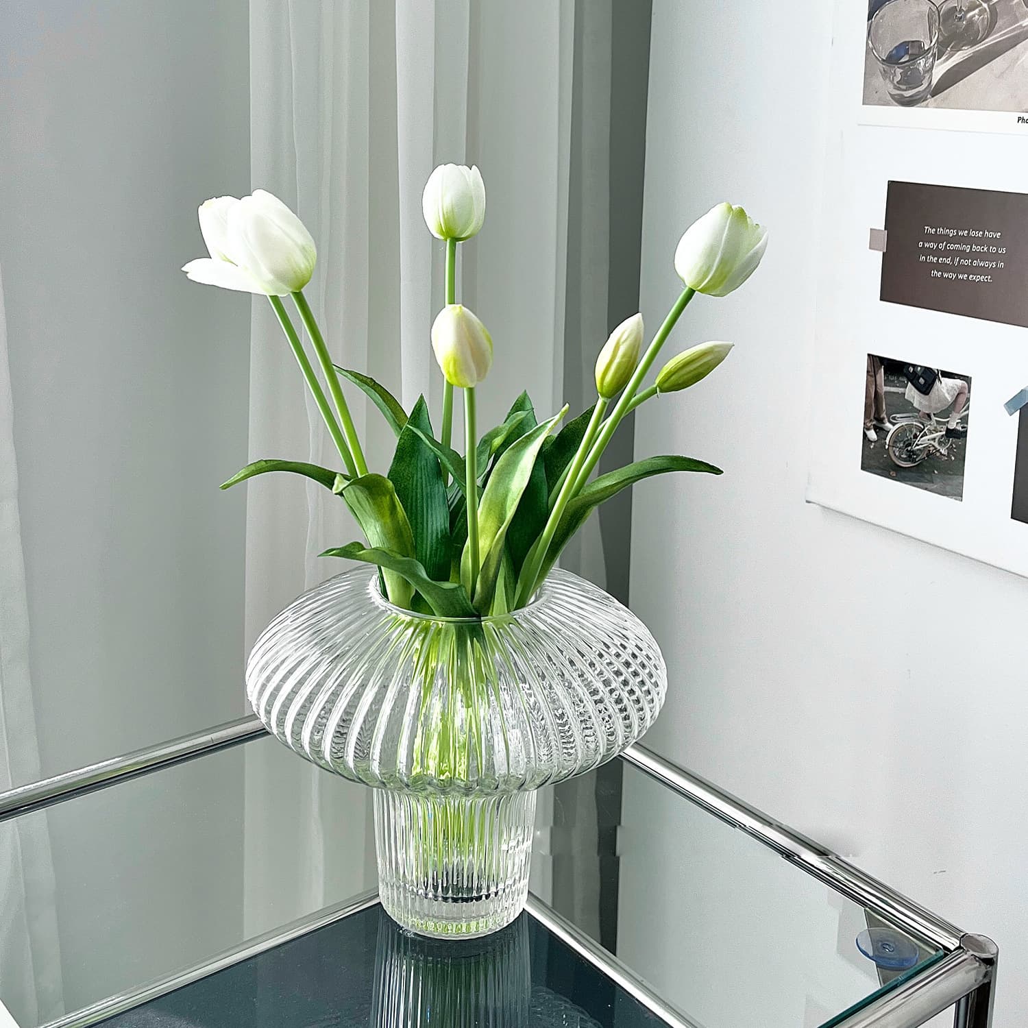 Internet celebrity decorative flying saucer glass vase ornaments simple living room vase hydroponic green plant ins flower device high-end