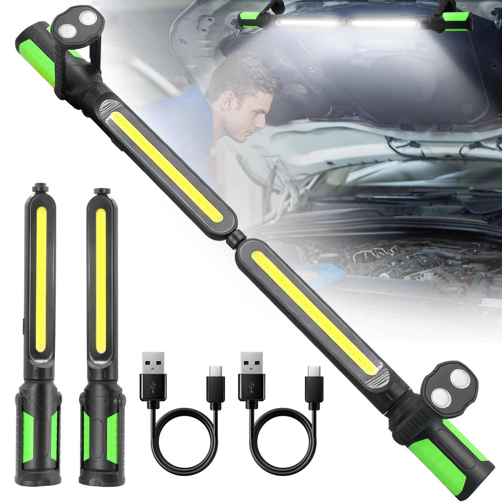Automotive Repair Work Light, High-Luminosity Rechargeable Handheld Ultra-Bright Strong Magnetic LED Illumination Lamp