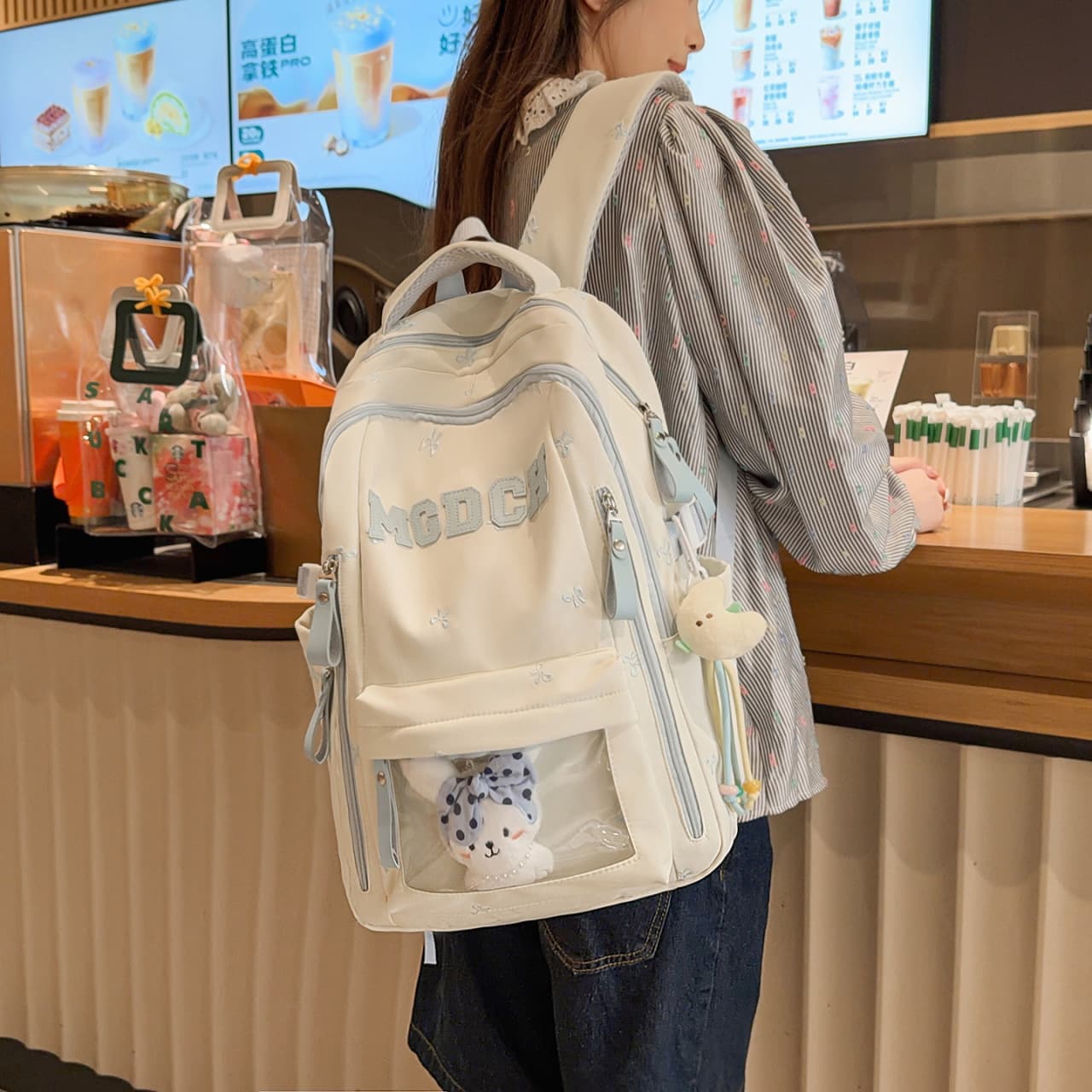 Middle and high school student schoolbags, large-capacity, lightweight, simple backpacks, high-looking bags, cross-border cute backpacks