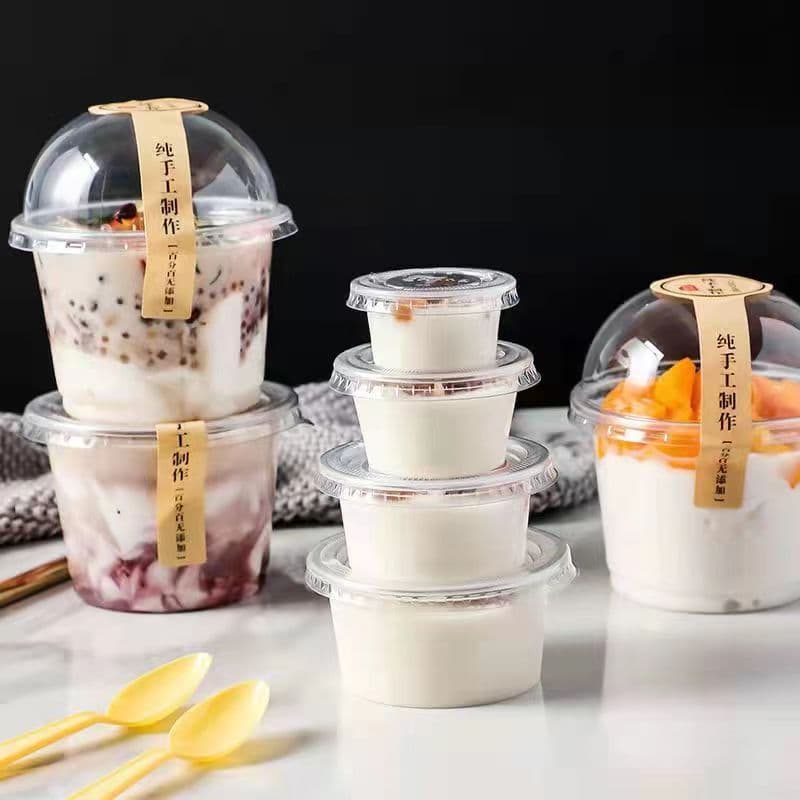 Plastic pudding cup with lid, disposable yogurt cup, double-wall milk cup, turtle jelly cup, dessert cup, sauce cup