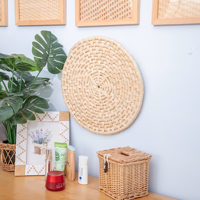 Natural Wind Wall Decor White Wall 3D Hanging Ornament Handwoven Wall Hanging for Entryway Background