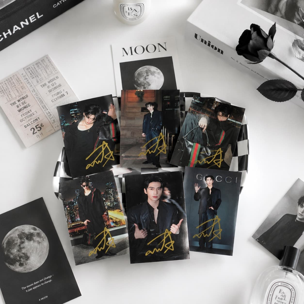 Zhang Linghe x Gucci collaboration authentic autographed photo for fan support, birthday gift for friends, collectible
