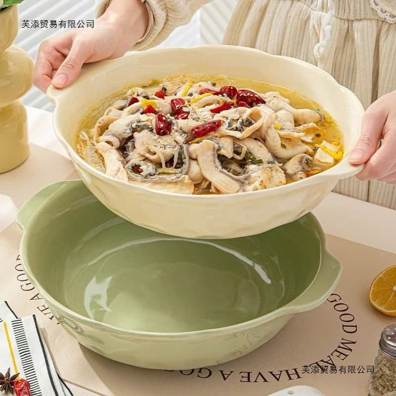 Pickled fish large basin large capacity new style Maoxuewang boiled fish large soup basin household ceramic soup bowl large bowl