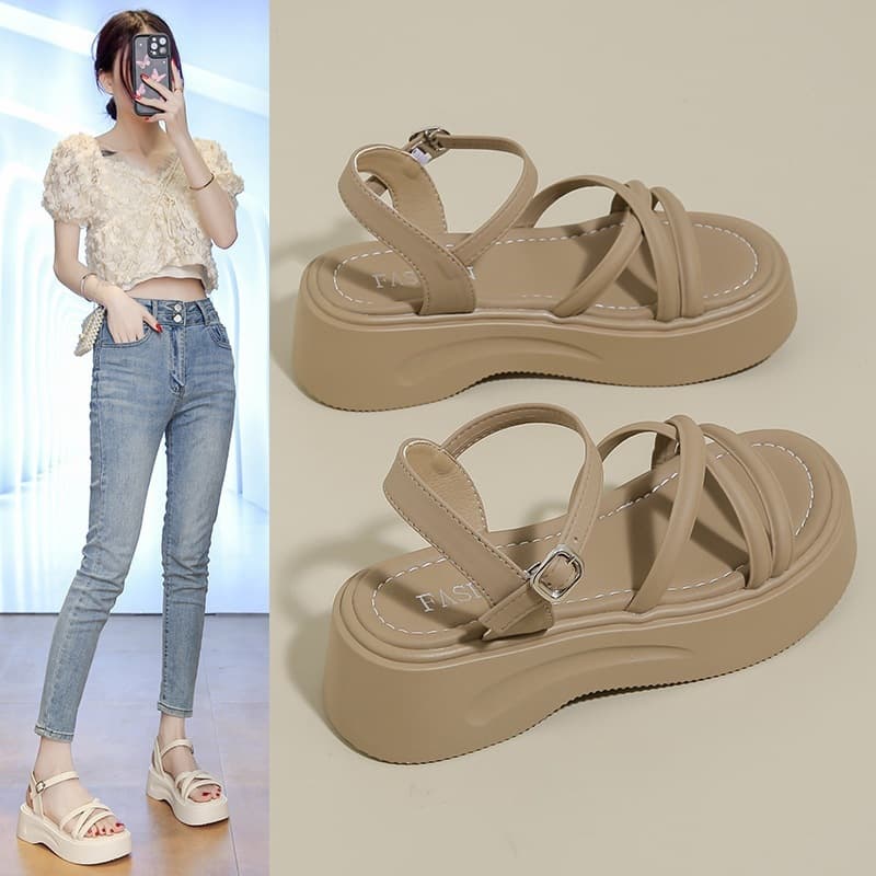 Summer Versatile Roman Sandals for Petite Women, New 2026 One-Strap Thick-Soled Trendy Sandals