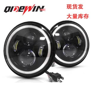 Cross-border 7-inch Mustang Headlight Full Round Angel Eye 4 Beads 60W Off-road Motorcycle Modified Car LED Headlight