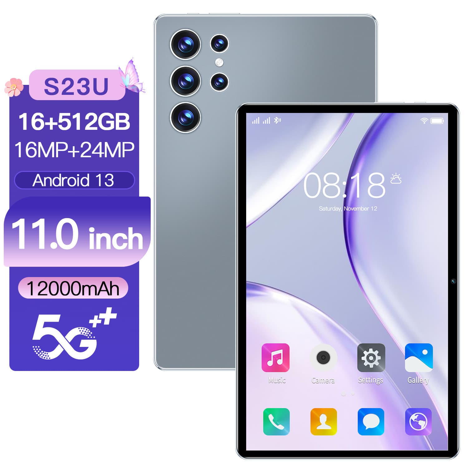 Cross-Border S23U Android Tablet Computer 16+512g Large Screen Eye-Protection Tablet Manufacturer Wholesale in Stock Tk Can Be Shipped on Behalf of Others