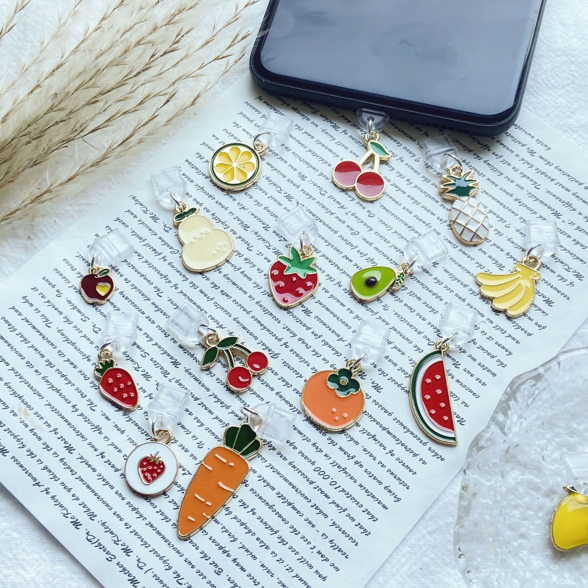 Eco-Friendly Cute Fruit Series Waterproof and Durable Type-C Phone Charging Port Dust Plug