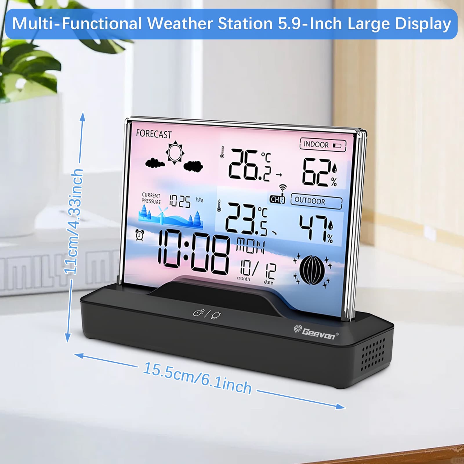 Cross-border New Creative Thermometer Hygrometer Weather Clock Indoor Temperature Display Dedicated Clock Alarm Calendar