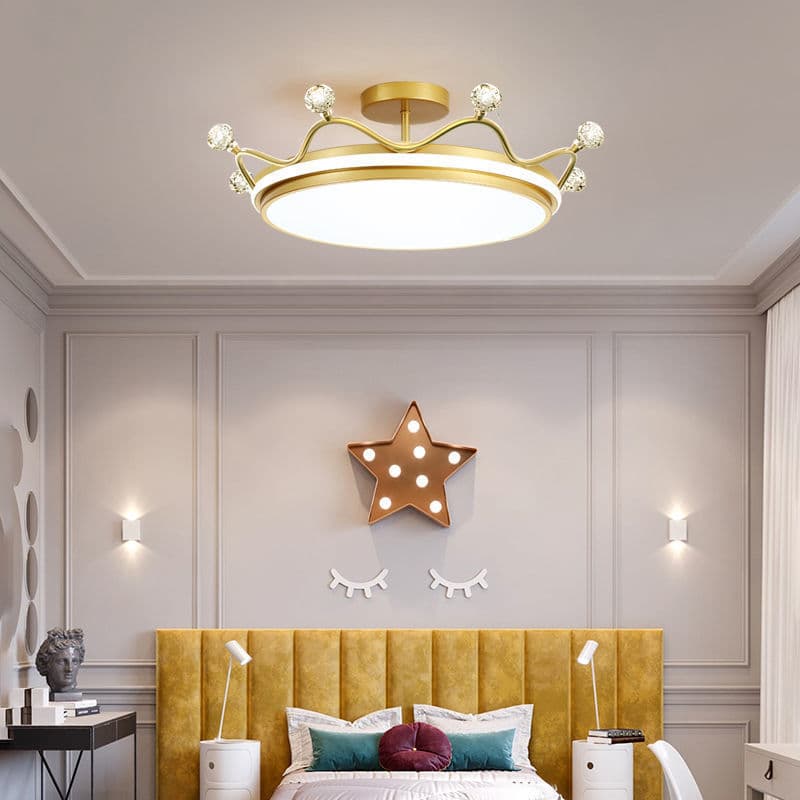 Nordic Crown Bedroom Ceiling Lamp Creative Warm Modern Light Luxury Second Bedroom Princess Girl Children's Room Chandelier