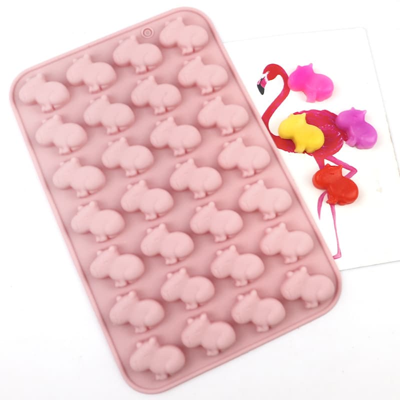 Minghao 28 Cavity Kapibala Guinea Pig Silicone Chocolate Mold Cold Soap Mold DIY Homemade Candy Fudge
