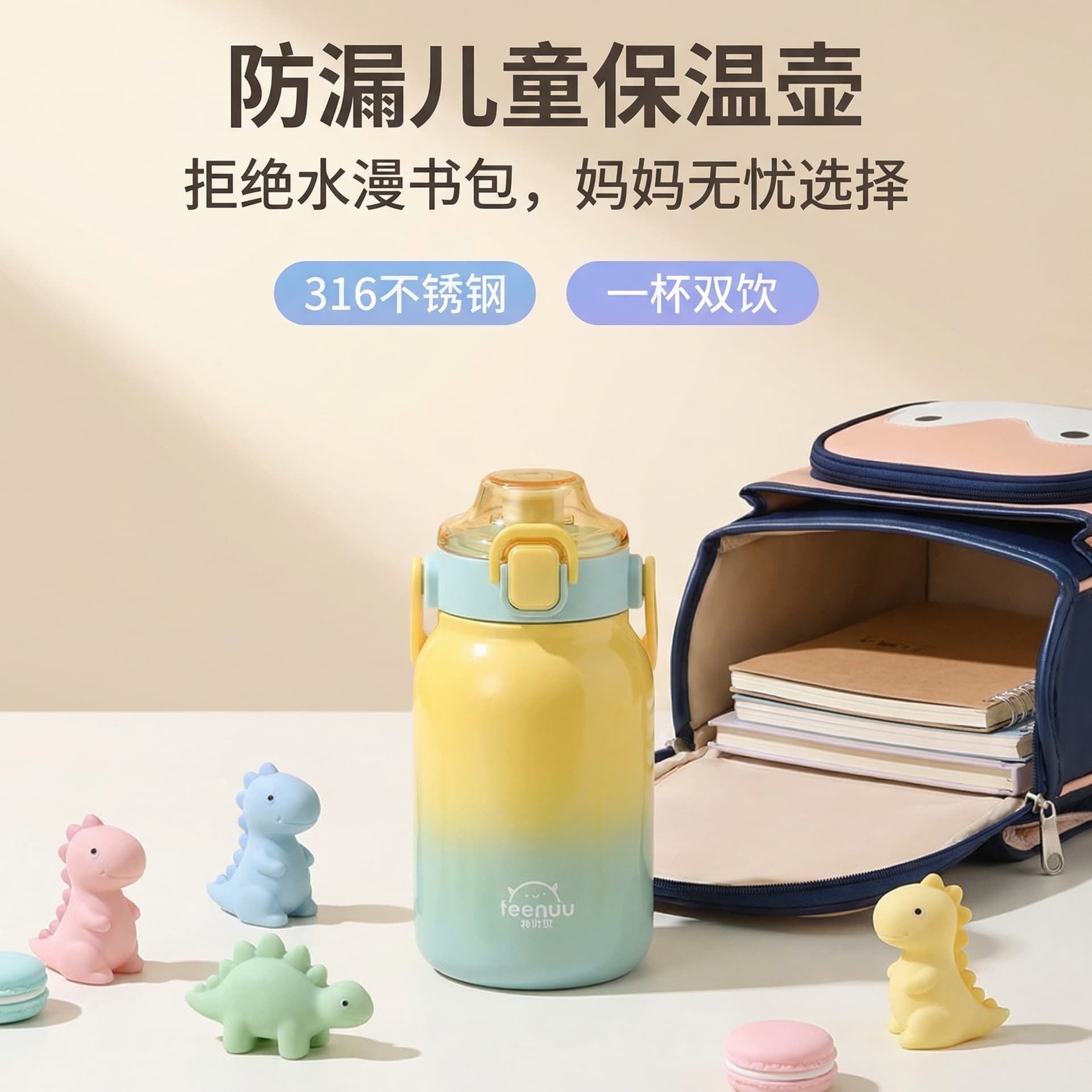 Portable 316 Stainless Steel Vacuum Flask, High-Quality Children's Straw Cup, Primary School Student Winter Water Bottle, Hot and Cold Insulation
