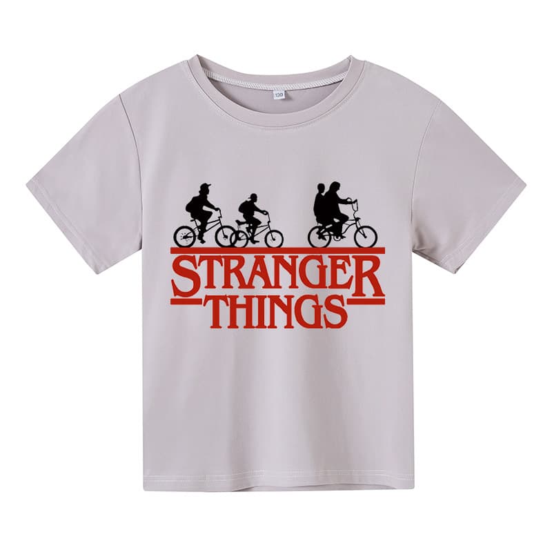 Stranger Things T-Shirt Boys Girls Summer Bike Anime Print Short Sleeve