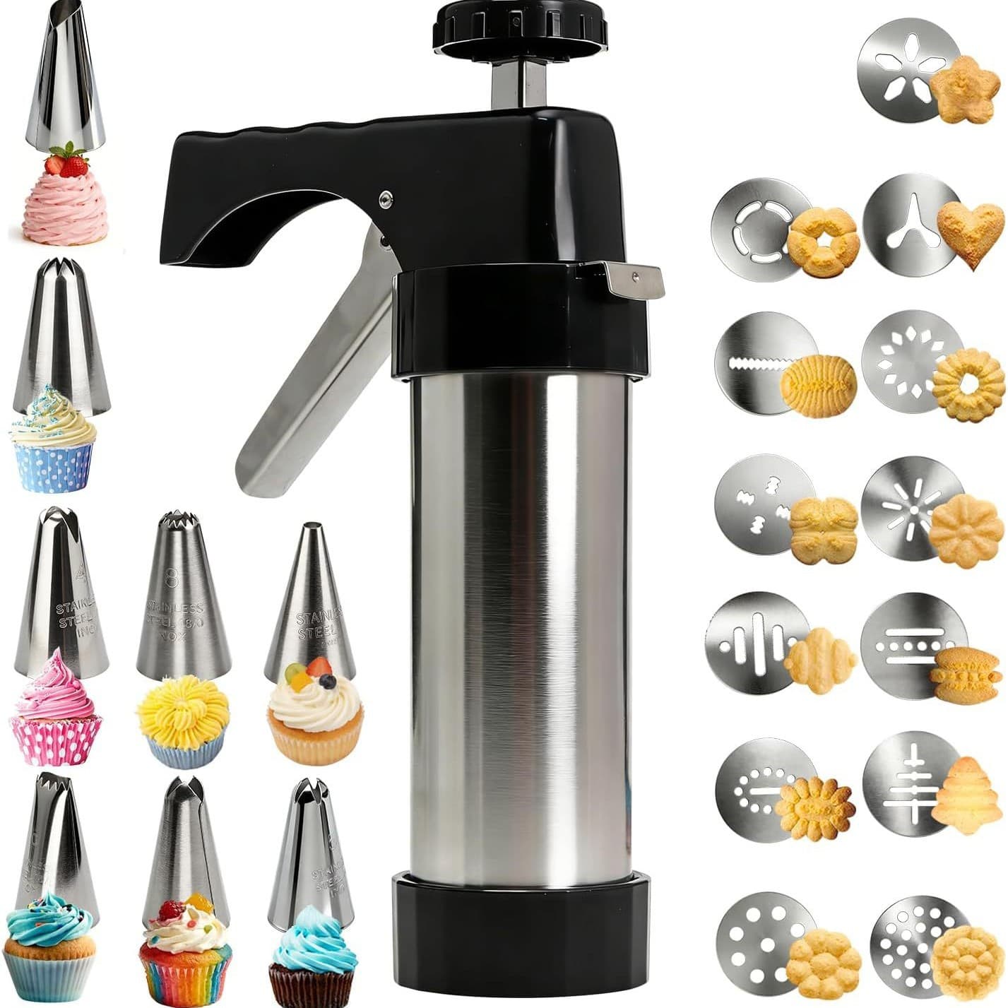 Stainless steel biscuit press gun mold set cream decorator biscuit machine DIY cookie