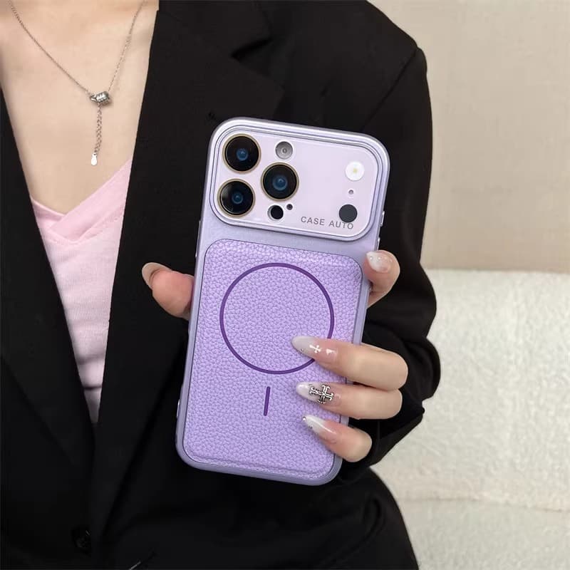 Leather Texture Magnetic Phone Case for iPhone 17 Pro Max, Instantly Transforms to 17, Apple 16 with Built-in Lens Protection Cover 15