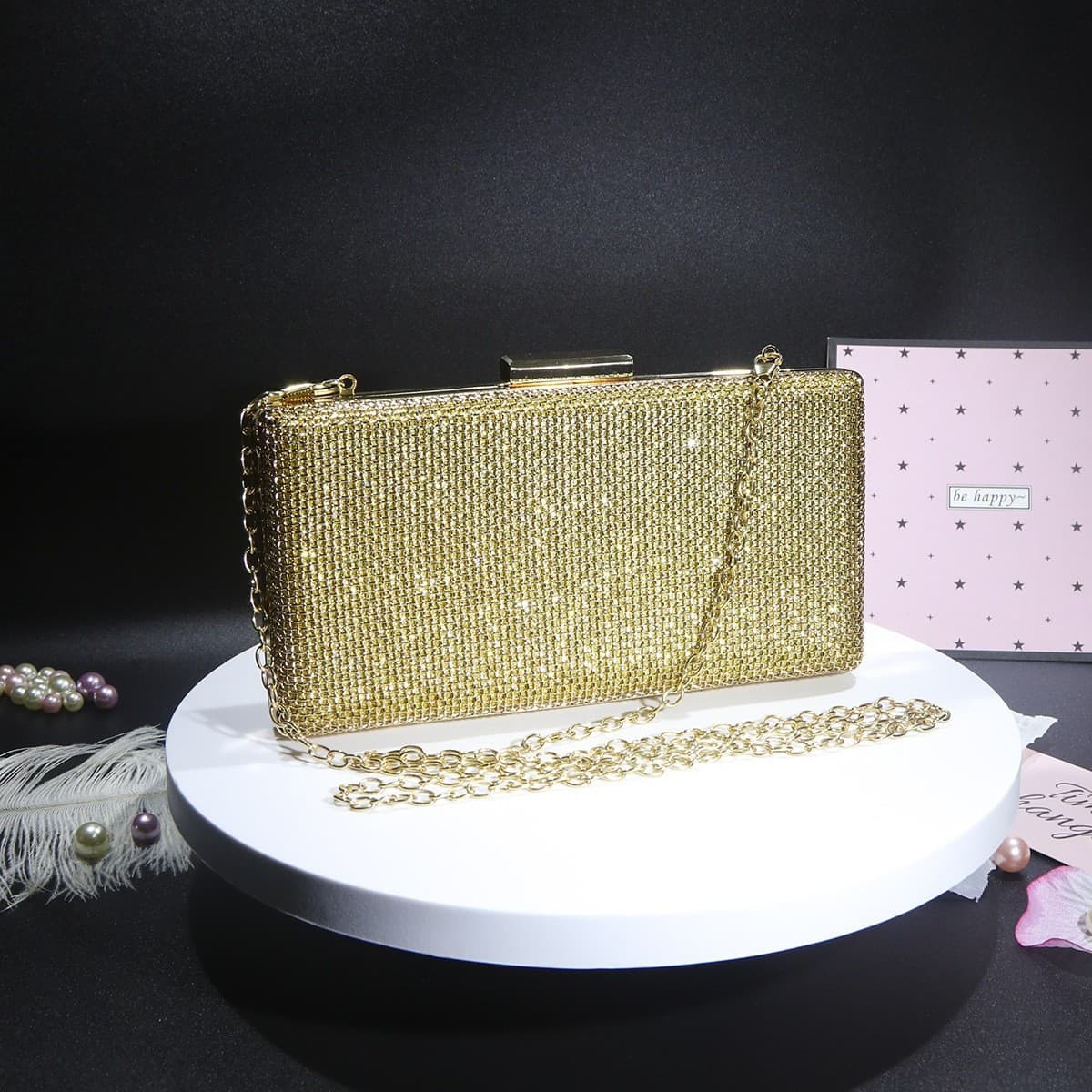 Crossbody Metal Bag Small Square Bag Evening Party Commute Women's Clutch Bag Stock Must-have